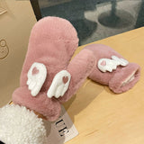 Korean Style Cute Moving Wings Mittens – Warm Winter Gloves for Women