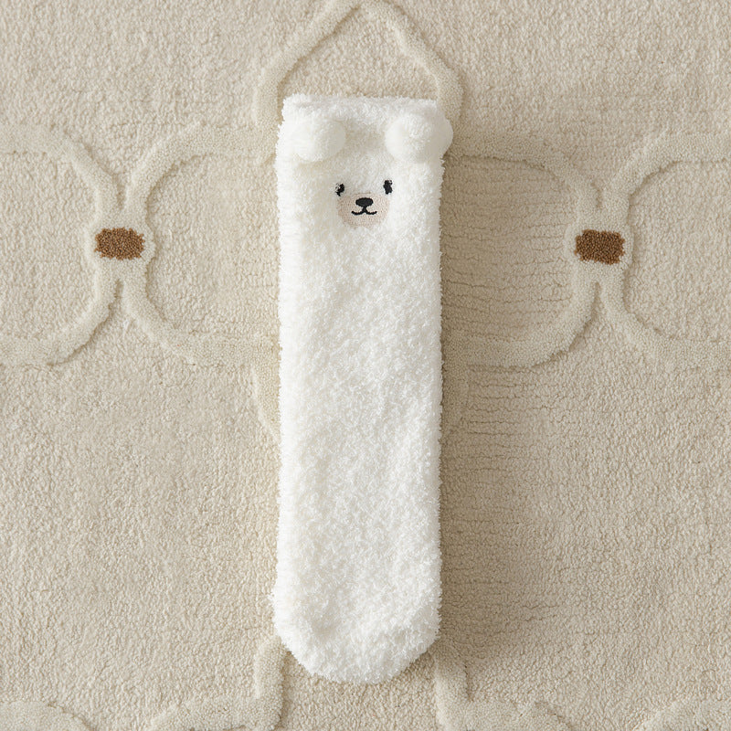 Women’s Coral Fleece Bear Socks – Cozy Winter Style