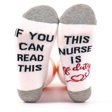 Cotton Letter Crew Socks – Funny Nurse & Teacher Mid-Calf Design