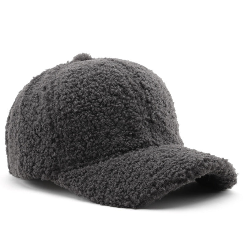 Unisex Lamb Wool Baseball Cap – Warm & Stylish Curved Brim Hat