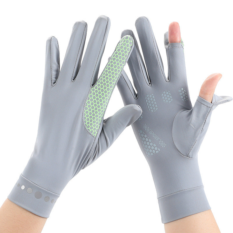 Summer UV Protection Ice Silk Gloves – Breathable, Elastic & Lightweight