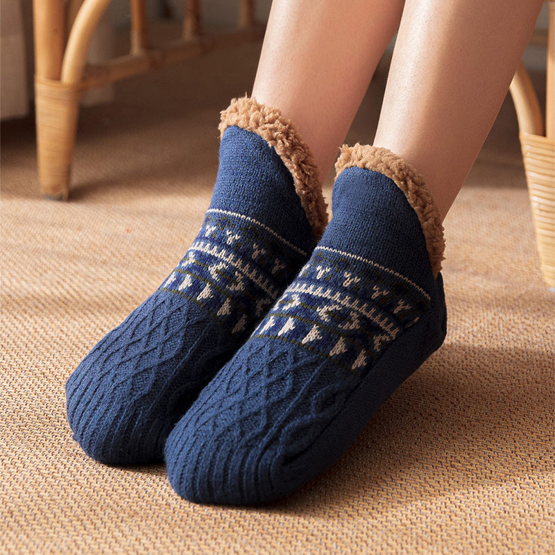 Indoor Winter Jacquard Floor Socks – Warm Non-Slip Home Slippers