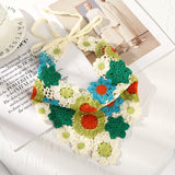 Women’s Crochet Triangle Scarf Headband – Knitted Floral Boho Style