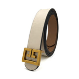 Geometric Bronze Buckle Belt – Faux Leather Waist Accessory for Women