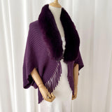 Solid Knit Cashmere-Feel Shawl – Winter Wrap with Tassels