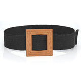 Boho Woven Waist Belt – Wide Linen-Inspired Belt with Round Buckle