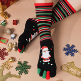 Women’s Christmas Five-Finger Socks – Cute Winter Split-Toe Holiday Design