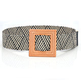 Boho Woven Waist Belt – Wide Linen-Inspired Belt with Round Buckle