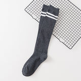 Women's Calf Cotton Socks – Striped Jacquard Breathable Cotton