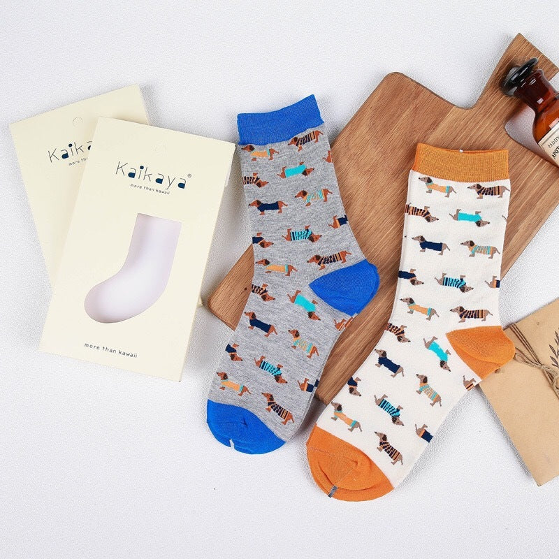 Animal Life Cotton Socks – Cartoon Jacquard Crew Socks for Men & Women
