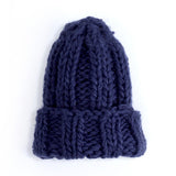 Women’s Thick Knitted Wool Beanie – Solid Color Winter Hat