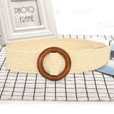 Boho Woven Waist Belt – Wide Linen-Inspired Belt with Round Buckle