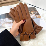Women’s Winter PU Leather Gloves – Warm Plus Fleece Lining