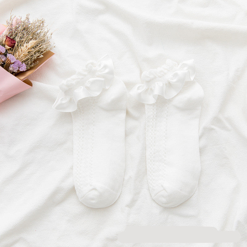 Women’s Sweet Bubble Cotton Socks – Ruffled Ankle Design