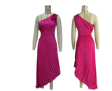 Ins Pleated One-Shoulder Dress With Big Rose Flower – Sexy Asymmetrical Evening Party Dress