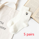 Women’s Embroidered Cotton Tube Socks – Thick Winter Style