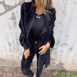 Tassel Knit Cardigan – Batwing Sleeve Loose Fit Shawl
