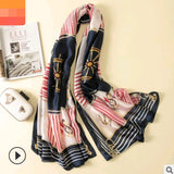 Floral Printed Silk-Look Scarf – Elegant Lightweight Shawl for All Seasons