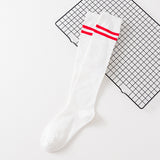 Women's Calf Cotton Socks – Striped Jacquard Breathable Cotton