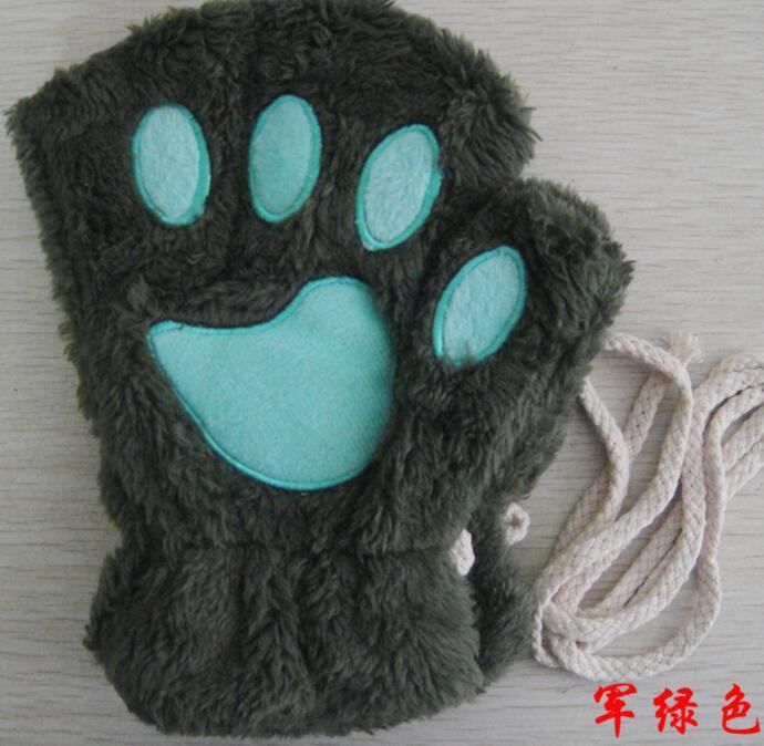Winter Cute Cat Paw Gloves – Half Cover Short Finger Mittens