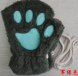 Winter Cute Cat Paw Gloves – Half Cover Short Finger Mittens