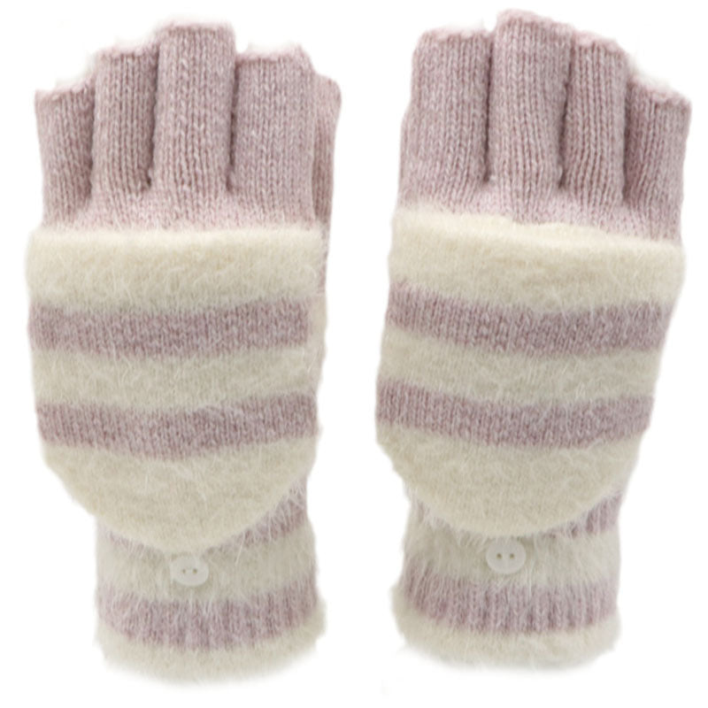 Flip Half Finger Knitted Gloves – Warm Wool-Blend Winter Design