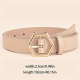 Hexagon Buckle PU Belt – Sleek Waist Belt with Geometric Charm