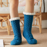 Winter Knitted Plush Floor Socks – Non-Slip Indoor Warm Socks for Men & Women