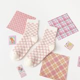Women’s Sweet Lady Terry Mid-Calf Socks – Cute Jacquard Casual