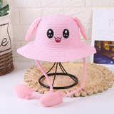 Children’s Rabbit Ear Straw Sun Hat – Moving Ear Cartoon Summer Hat