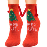 Magnetic Christmas Couple Socks – Coral Fleece Warm Slipper Tube