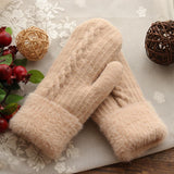 Women’s Velvet Winter Mittens – Cute Warm Riding Gloves