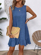 Summer Ruffle Dress Fashion Loose Sleeveless Straight Beach Dresses For Women
