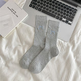 Women’s Bow Cotton Crew Socks – Hollow Mesh Design