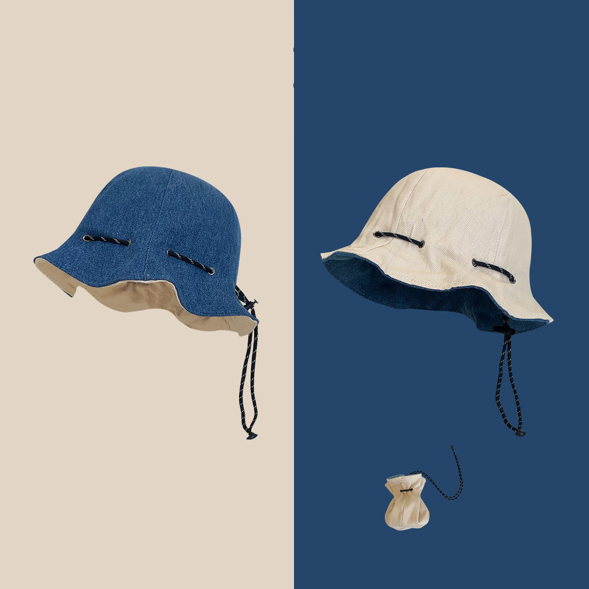 Reversible Denim Fisherman Hat – Wide Brim Sunshade