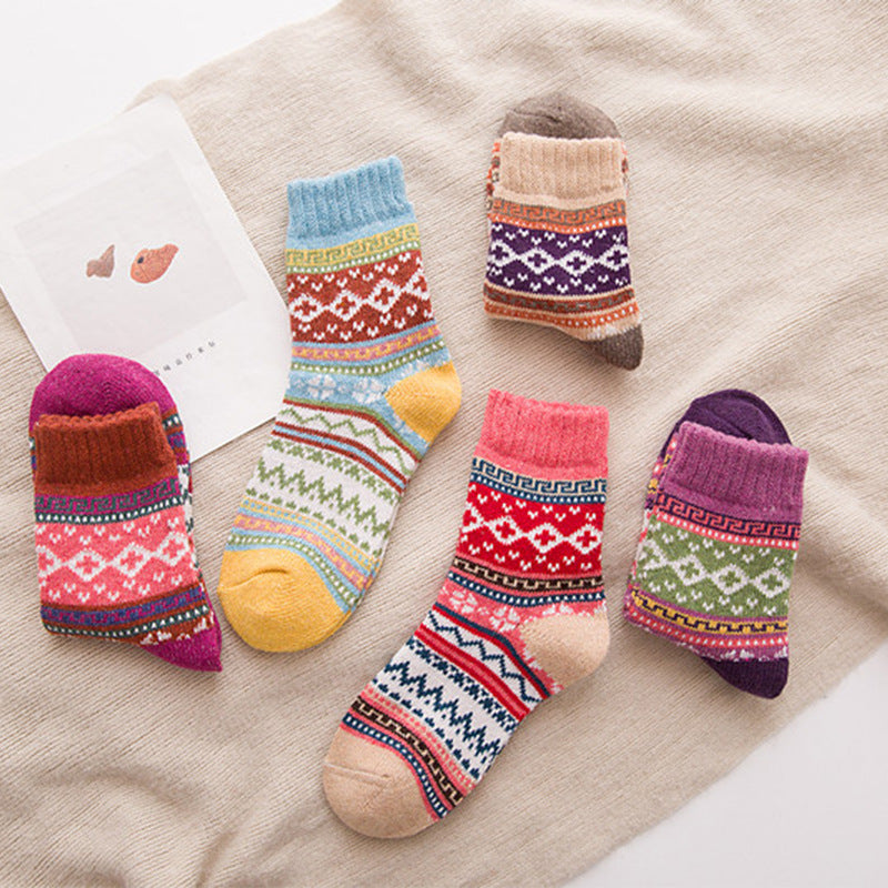 Women’s Ethnic Wool Crew Socks – Warm Winter Style