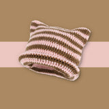 Women’s Knitted Wool Beanie – Striped Devil Horn Style