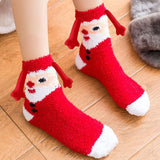 Magnetic Christmas Couple Socks – Coral Fleece Warm Slipper Tube