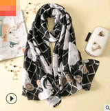 Floral Printed Silk-Look Scarf – Elegant Lightweight Shawl for All Seasons