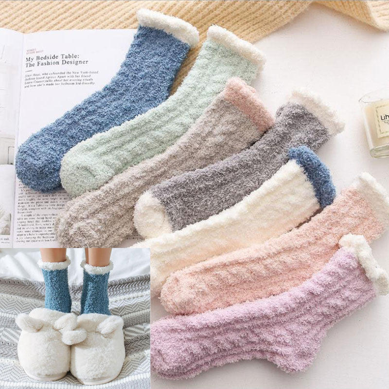 Coral Fleece Floor Socks – Warm Plush Crew Style