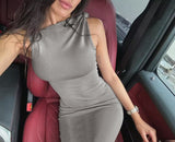 One-Shoulder Ribbon Maxi Dress – Slim Sleeveless Evening Party Dress