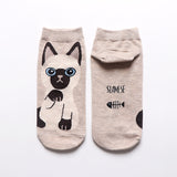 Cute Cat Cotton Ankle Socks – Breathable Jacquard Design
