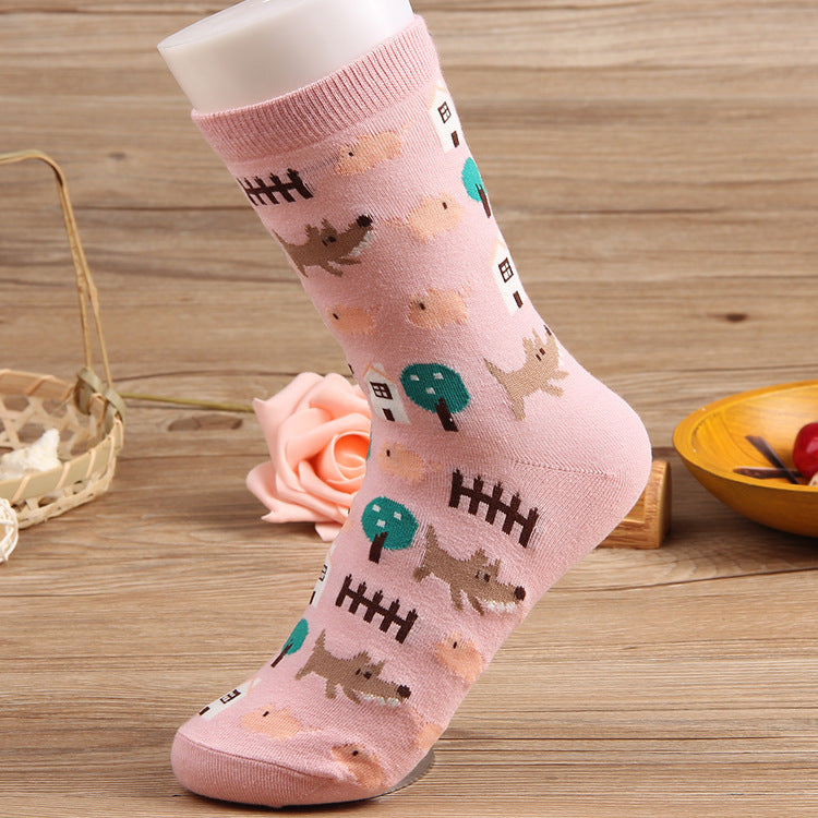 Korean Style Cotton Socks – Breathable Jacquard Women’s Casual Design
