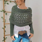 Knit Shawl Wrap – Cropped Cable Sleeve Scarf for Winter