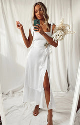 Women’s Summer Suspender Split Dress – Lace-up Design & Ruffled Hem