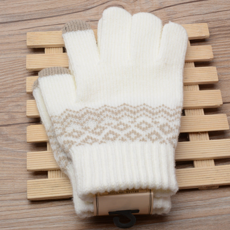 Women’s Knitted Jacquard Gloves – Warm Touch Screen Winter Design