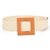 Boho Woven Waist Belt – Wide Linen-Inspired Belt with Round Buckle