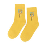 Retro Oil Painting Cotton Socks – Abstract Literary Mid-Tube Design