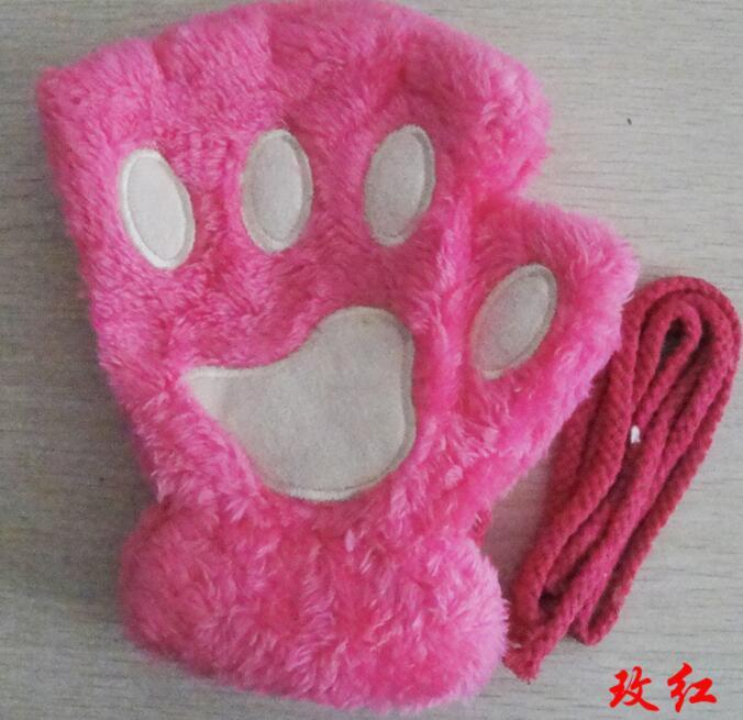 Winter Cute Cat Paw Gloves – Half Cover Short Finger Mittens