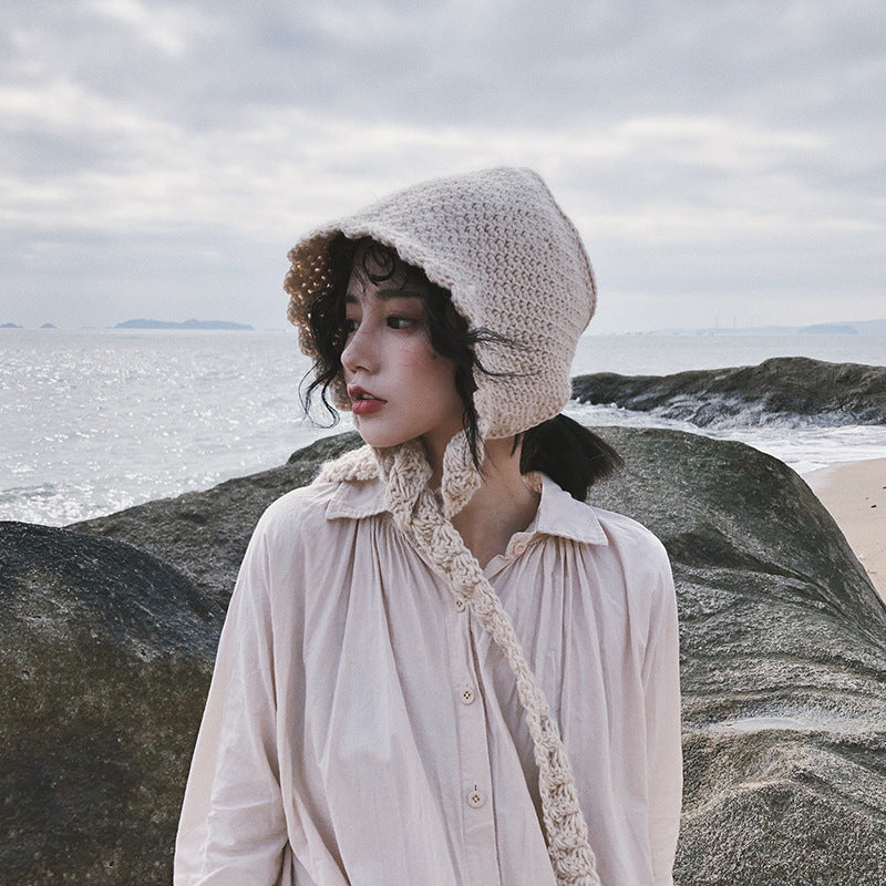 Women’s Lace Knitted Wool Hat – Vintage Style Lei Feng Beanie